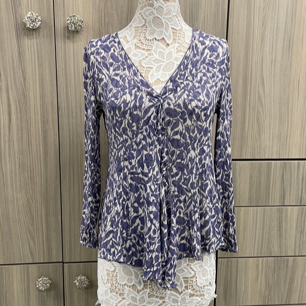 J Jill Purple and cream print top